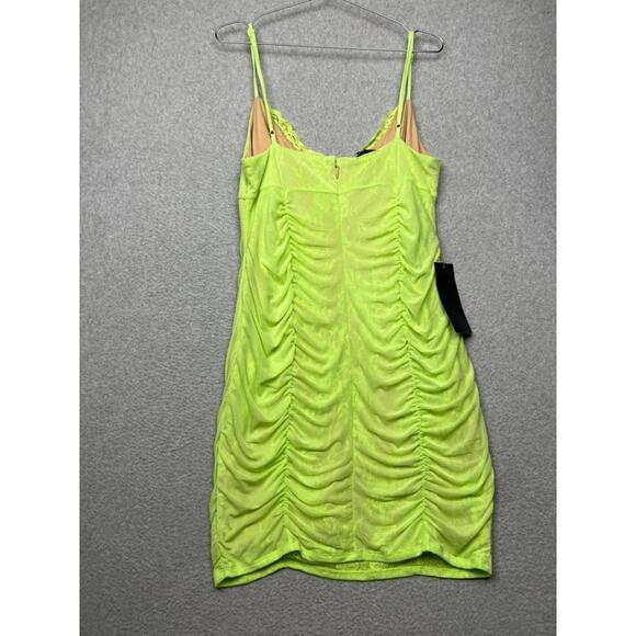 Y2k Bebe Lace Sheer Babydoll Bodycon Dress Xl Neon Goth Witchy Sexy Coquette - Picture 3 of 15